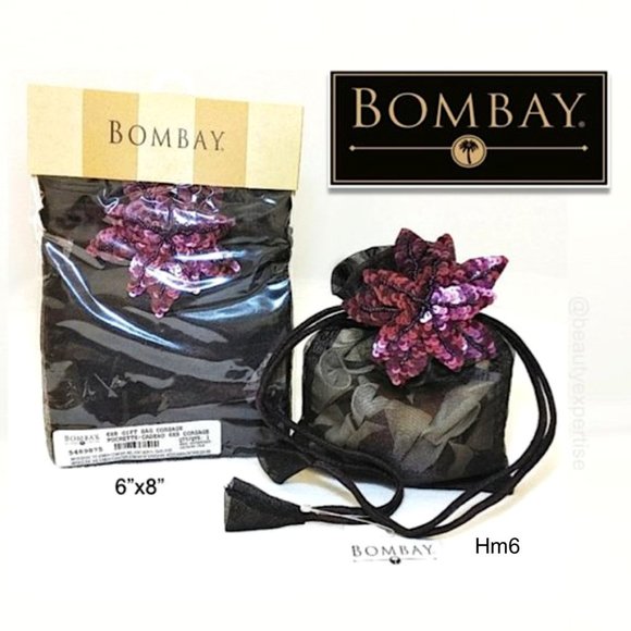 BOMBAY CO Vintage Small Organza Handmade Sequin Purple Gift Pouch Drawstring Bag - Picture 1 of 11